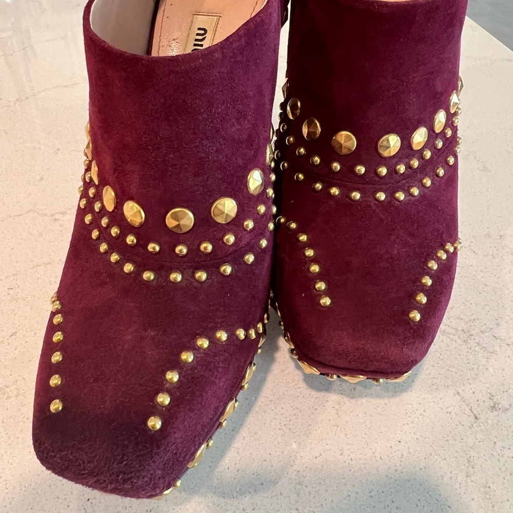 Rare Vintage Miu Miu Platform Embellished Heel Si… - image 2